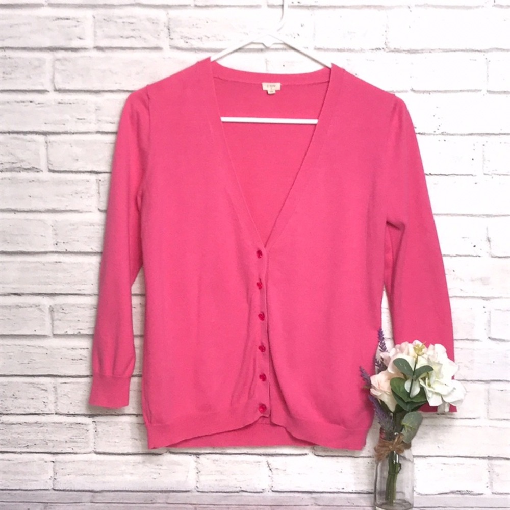 Pink Jcrew 3/4 Sleeve Cardigan